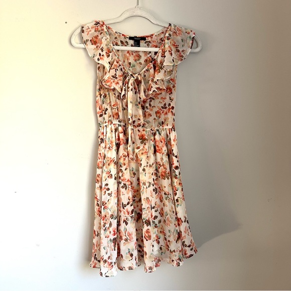 Floral Ruffle White / Cream Multicolor Dress for Bridal or Baby Shower - Picture 5 of 7